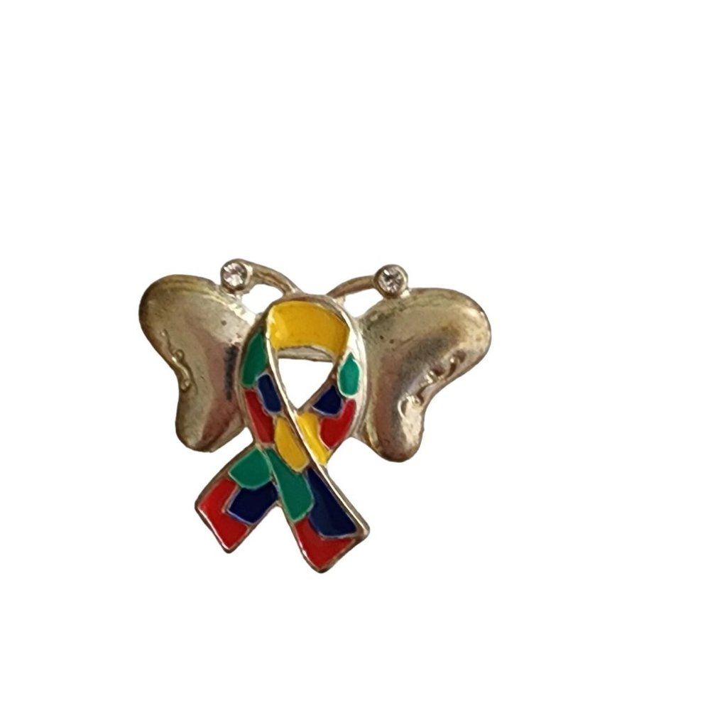 Butterfly Autism Ribbon Pin Brooch - Picture 2 of 13